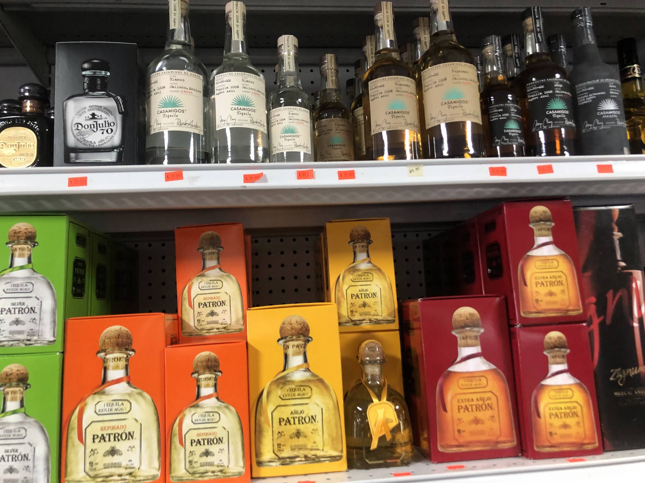 Tequila and spirits on the shelves at Sin City Liquor Mart